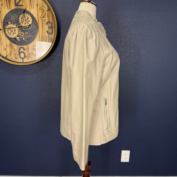 Black Rivet Women's Light Tan Vegan Leather Jacket Plus Size 2X - Picture 5 of 10